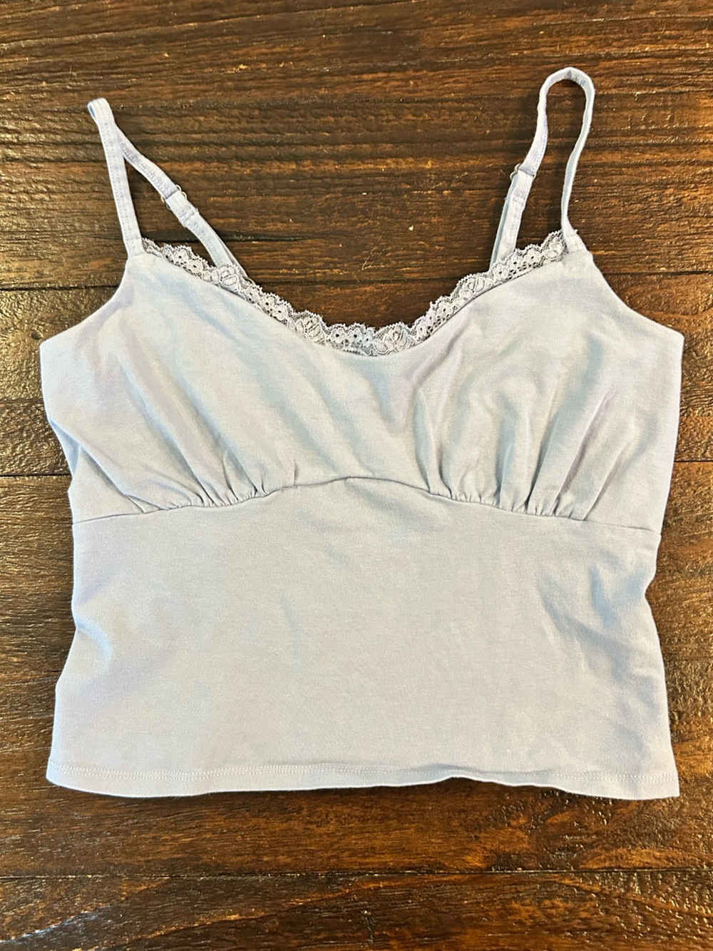 Vintage Hollister Pastel Blue Lace Trim Spaghetti Strap Cami - Coquette Style